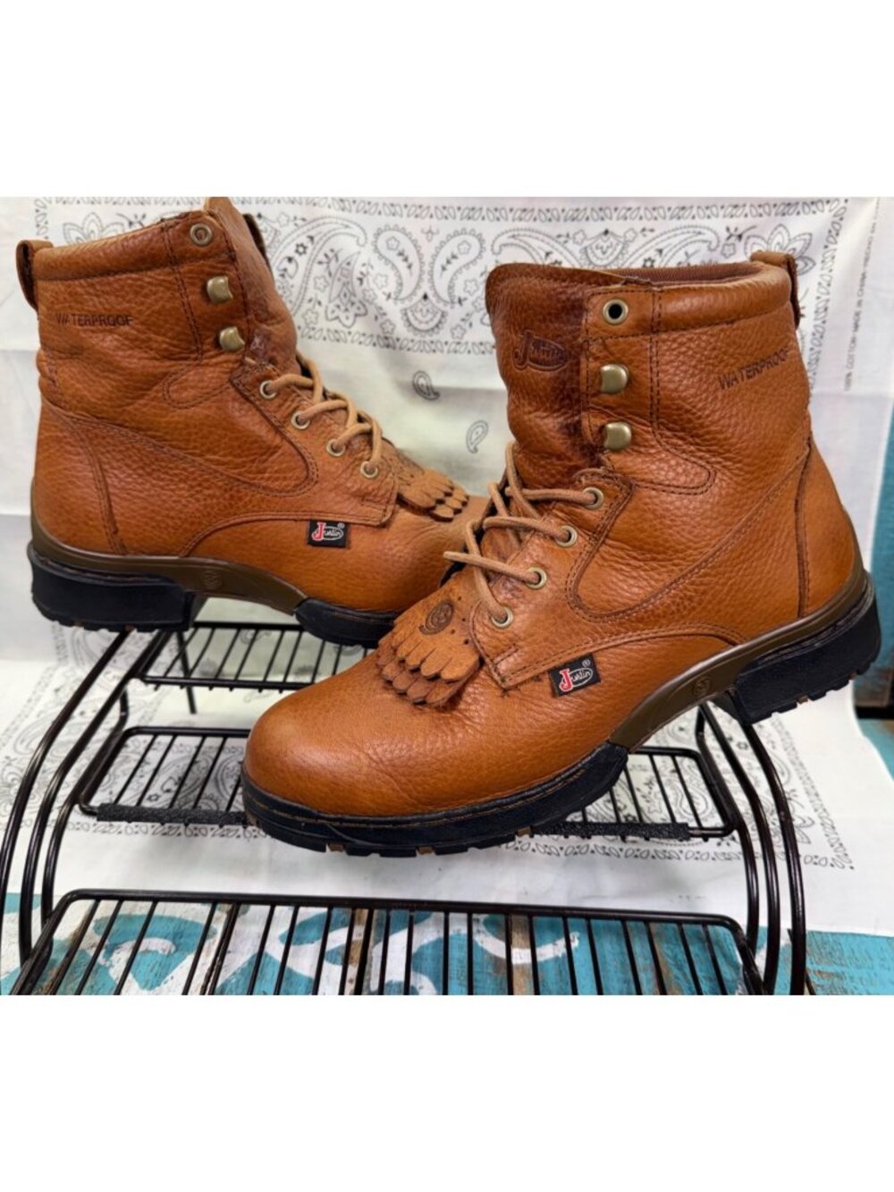 VTG Justin Boots Women's 10B George Strait Work Hiking Waterproof L0919 Worn 2X
